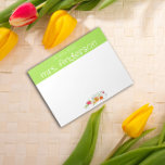 Bloc-note Professeur fleur sauvage vintage d'aquarelle verte<br><div class="desc">Fleur botanique jaune orangé rouge aquarelle Notepad. Papeterie personnalisée pour les enseignants. Ajoutez votre nom.</div>