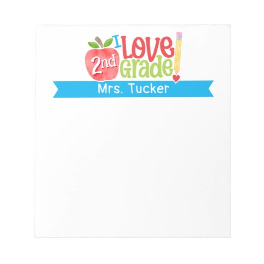 Bloc-note Professeur J'adore Ma Classe 2e Année Mignonne Pom (Devant)