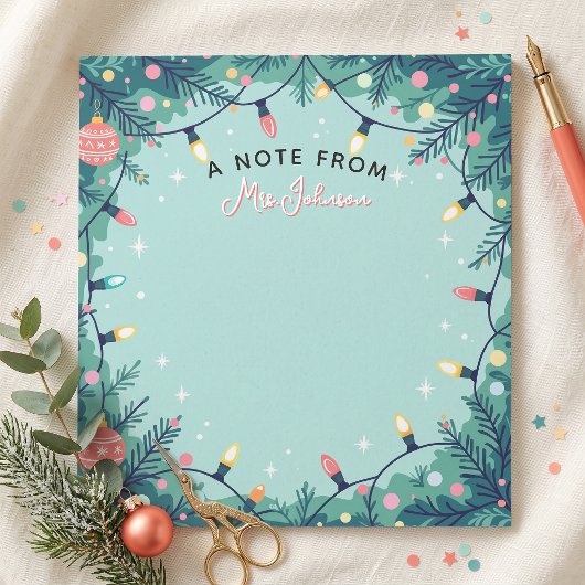 Bloc-note Professeur Lumières de Noël Vert Menthe