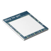 Bloc-note Professeur personnalisé Bleu Floral rayé Moderne (Incliné)