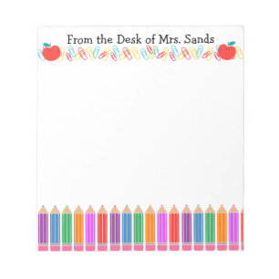 Bloc-note Professeur personnalisé Rainbow Pencil