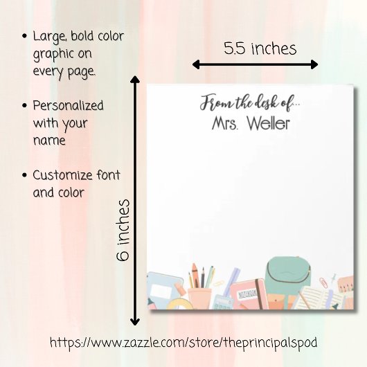 Bloc-note Professeur personnalisé retour à l'offre de crayon