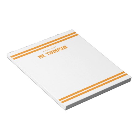 Bloc-note Professeur rayé orange École (Incliné)