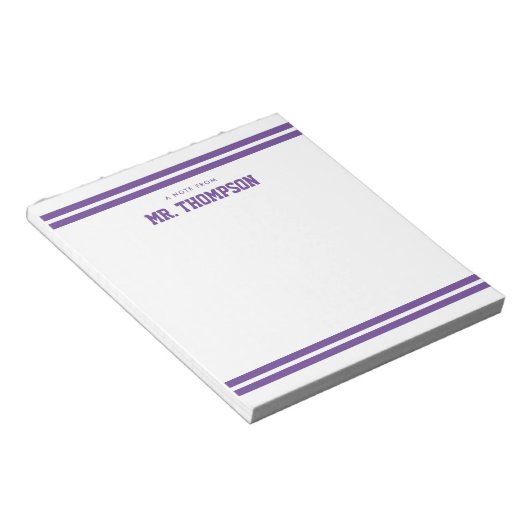 Bloc-note Professeur rayé violet École (Incliné)