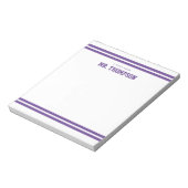 Bloc-note Professeur rayé violet École (Tourné)