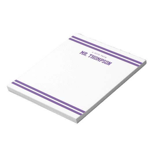 Bloc-note Professeur rayé violet École (Tourné)