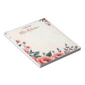 Bloc-note Professeur Vintage personnalisé d'accent floral (Incliné)
