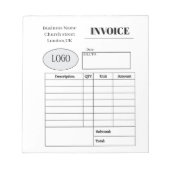 Bloc-note Professional custom business invoice (Devant)
