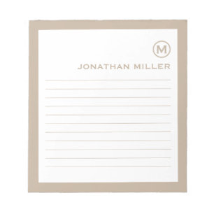 Bloc-note Professional Lined Beige White Monogram