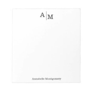 Bloc-note Professional Modern Simple Monogramme Nom initial