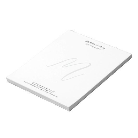 Bloc-note Professional Plain Modern Minimalist Monogrammed (Tourné)