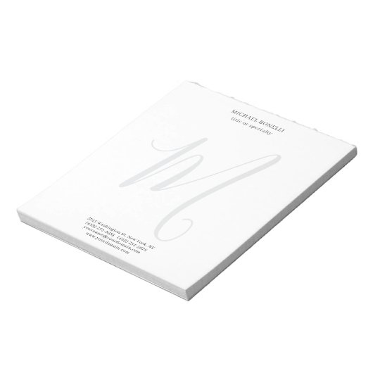 Bloc-note Professional Plain Modern Minimalist Monogrammed (Tourné)