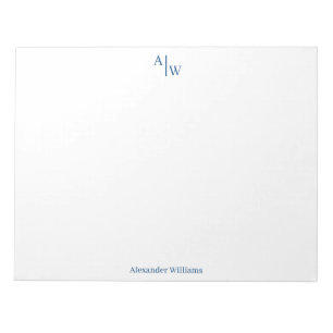 Bloc-note Professionnel 2 Monogramme Minimaliste Marine Bleu