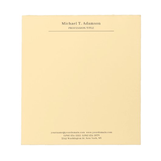 Bloc-note Professionnel Élégant Moderne Beige Uni (Devant)
