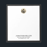 Bloc-note Professionnel Logo Black Frame Law Firme<br><div class="desc">Améliorez votre expérience de prise de notes grâce à ce Bloc-notes pour avocats personnalisable. Conçu spécialement pour les avocats, ce bloc-notes respire le professionnalisme et le style. Doté d'un logo or frappant et d'un cadre noir élégant, ce bloc-notes personnalisable ajoute une touche d'élégance à votre travail quotidien. Personnalisez le bloc-notes...</div>