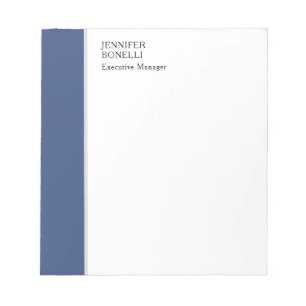 Bloc-note Professionnel minimaliste moderne bleu blanc
