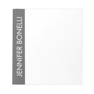 Bloc-note Professionnel minimaliste moderne nom gras gris