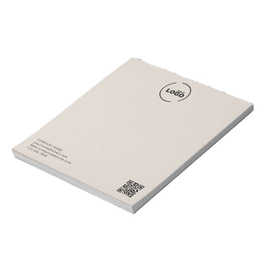 Bloc-note Professionnel Moderne Logo Entreprise QR Code Beig (Tourné)