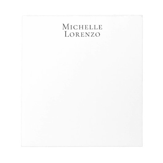 Bloc-note Professionnel Moderne Simple Clair Nom Noir Blanc (Devant)