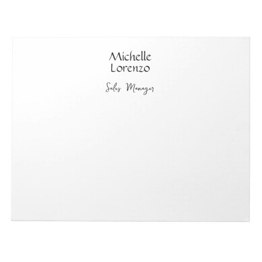 Bloc-note Professionnel Moderne Simple Noir & Blanc (Devant)