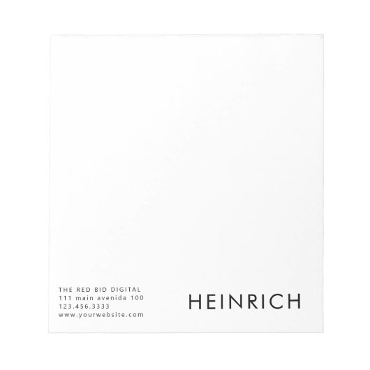 Bloc-note Professionnel Noir Gras Nom (Devant)