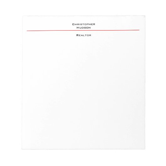 Bloc-note Professionnel Noir Rouge Blanc Simple Uni (Devant)