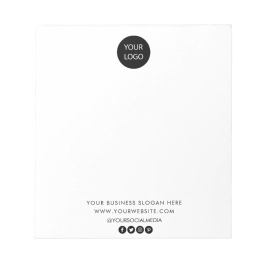 Bloc-note Professionnel Personnalisé Logo Entreprise Blanc (Devant)