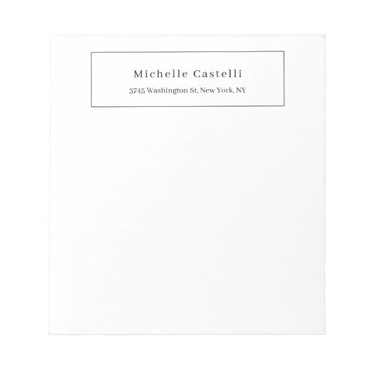 Bloc-note Professionnel Unique Classique Simple Noir & Blanc (Devant)