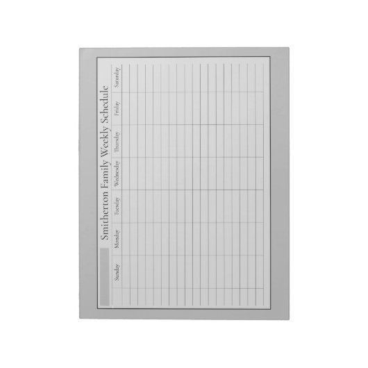Bloc-note Programmation hebdomadaire Planificateur Gris Noir (Tourné)