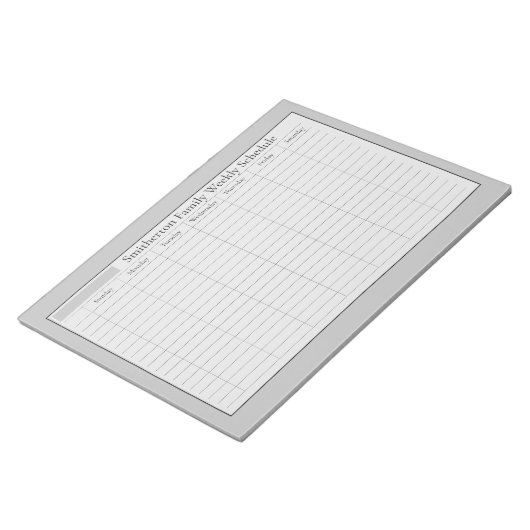 Bloc-note Programmation hebdomadaire Planificateur Gris Noir (Incliné)