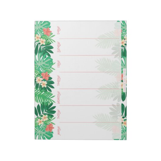 Bloc-note Programme de planification hebdomadaire tropical (Tourné)