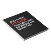 Bloc-note Programmeur Je Ne Commente Pas Mon Code (Incliné)