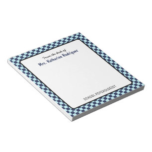 Bloc-note Psychologue de l'école Motif Retro Check sur mesur