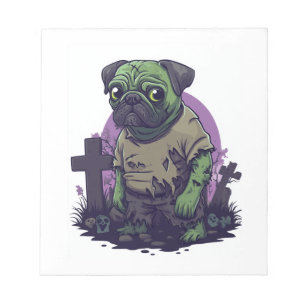 Bloc-note Pug zombie � Drôle de chien d'Halloween non mort