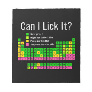 Bloc-note Puis-je le Lick Table périodique Enseignant Enfant