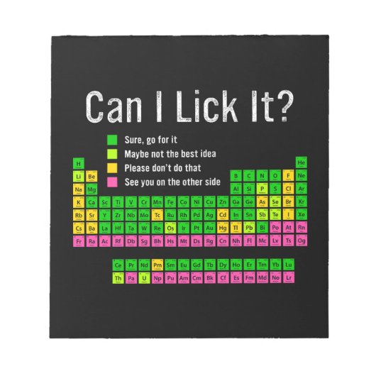 Bloc-note Puis-je le Lick Table périodique Enseignant Enfant (Devant)