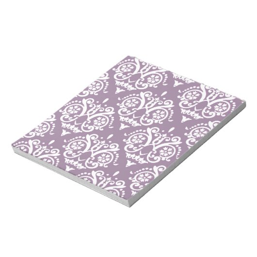 Bloc-note Purple et blanc Elegant Damask (Tourné)