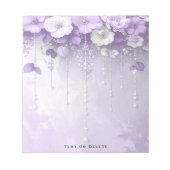 Bloc-note Purple Flowers with Dangling Pearls Notepad (Devant)