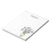 Bloc-note Purple Iris Fleurs Vase Nom personnalisé (Tourné)