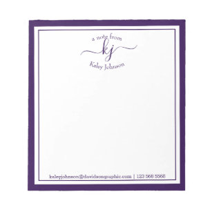 Bloc-note Purple Personalized   From The Desk Of Notepad