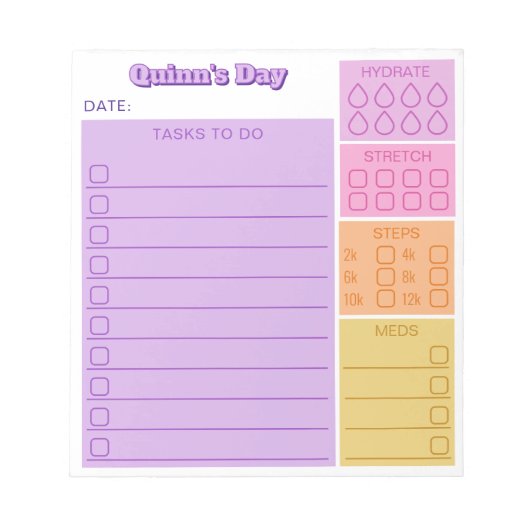 Bloc-note Purple Pink Day Tracker Tâches Étapes Modes (Devant)