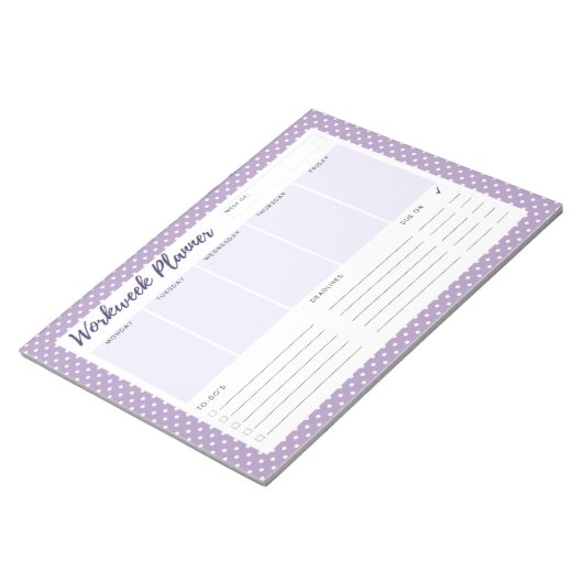Bloc-note Purple polka dot Workweek Planner Notepad (Incliné)