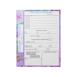 Bloc-note Purple, Rose, Bleu, Floral 5 plus 1 Repas Tracker