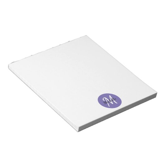 Bloc-note Purple Simple Monogramme Classique tendance (Incliné)