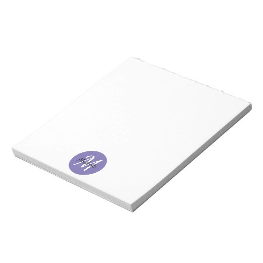 Bloc-note Purple Simple Monogramme Classique tendance (Tourné)