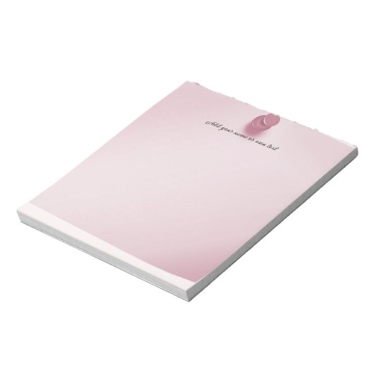 Bloc-note Pushpin Thumbtack rose personnalisable (Tourné)