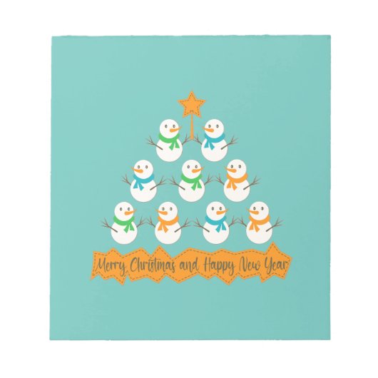 Bloc-note Pyramide des sapins de Noël faite de bonhommes de  (Devant)