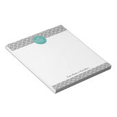 Bloc-note Quatrefoil gris avec Monogramme de menthe personna (Incliné)
