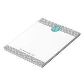 Bloc-note Quatrefoil gris avec Monogramme de menthe personna (Tourné)