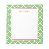 Bloc-note Quatrefoil vert | Preppy rose et verte (Devant)